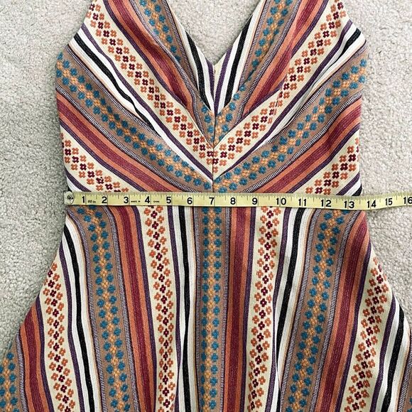 Eva Franco Anthropologie V-Neck Boho Embroidered Striped Mini Dress Sz 4 Indie - Picture 6 of 14